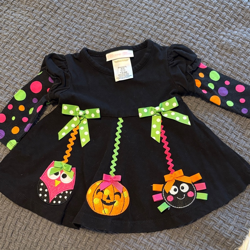 Bonnie Baby Black Halloween Dress with Colorful Accents